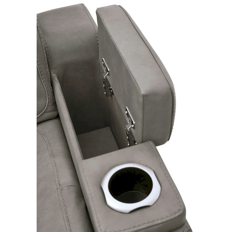 Fauteuil inclinable contemporain avec appui-tête réglable, gris tourterelle