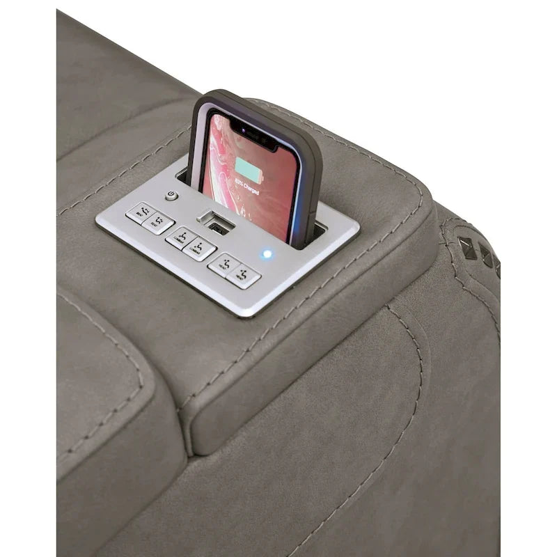 Fauteuil inclinable contemporain avec appui-tête réglable, gris tourterelle