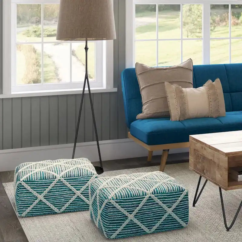 Pouf carré tissé à la main