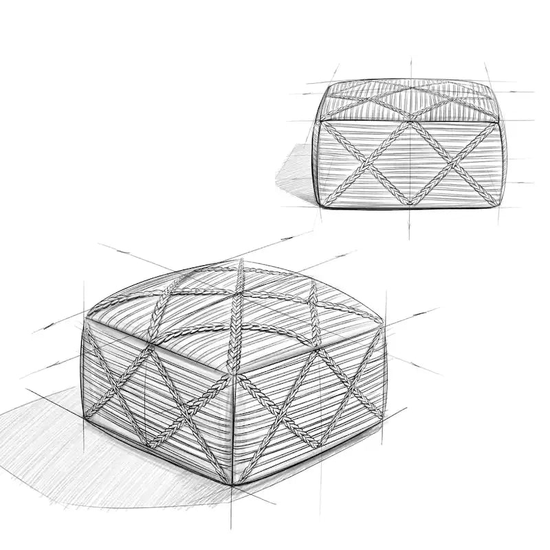 Pouf carré tissé à la main