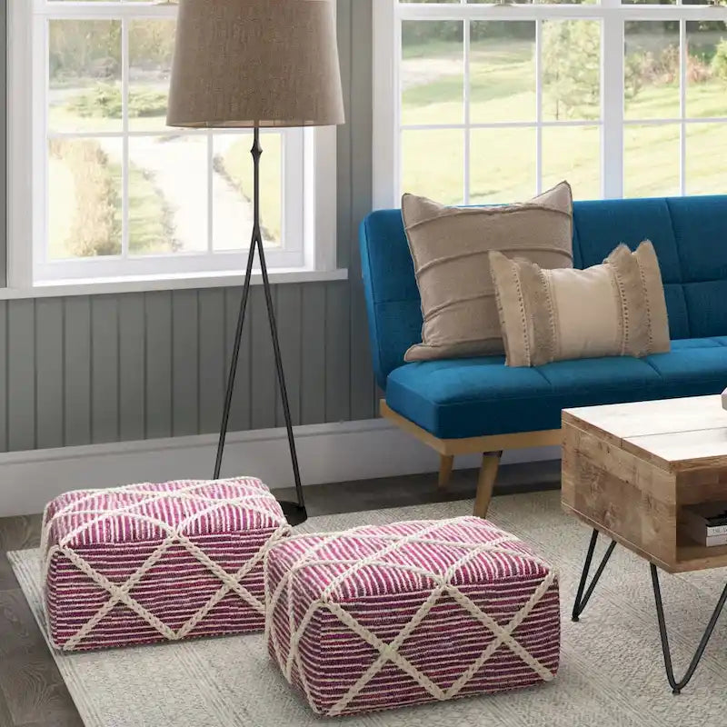 Pouf carré tissé à la main
