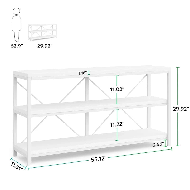 Table console de canapé, Meuble TV console à 3 niveaux, Table d'entrée