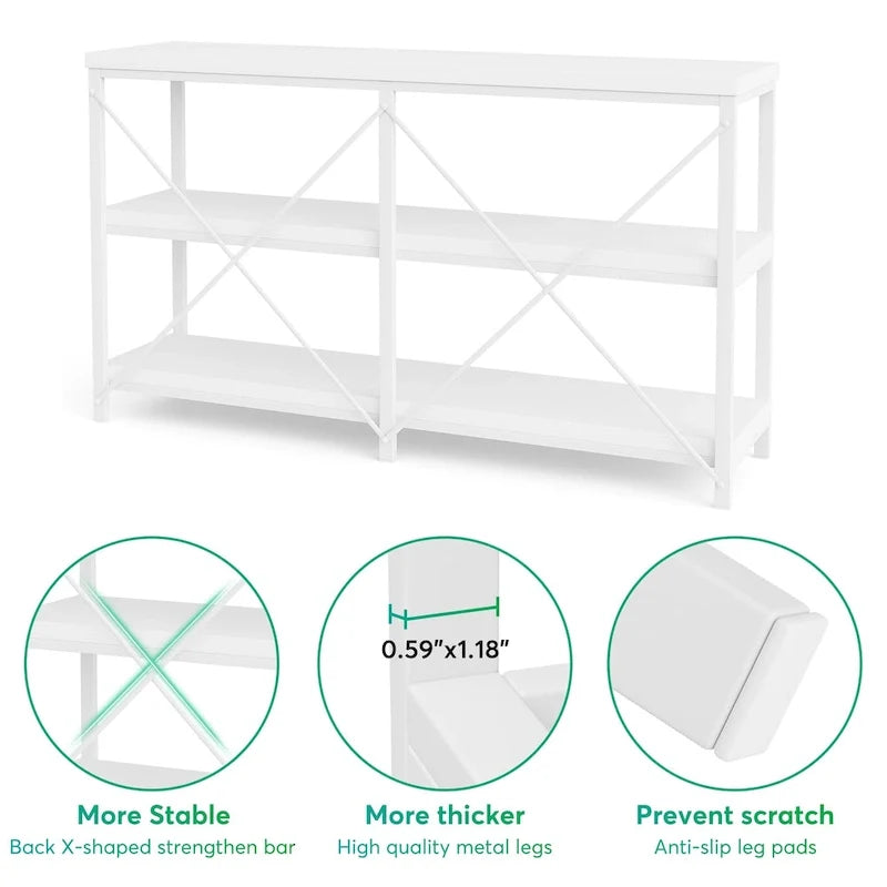 Table console de canapé, Meuble TV console à 3 niveaux, Table d'entrée