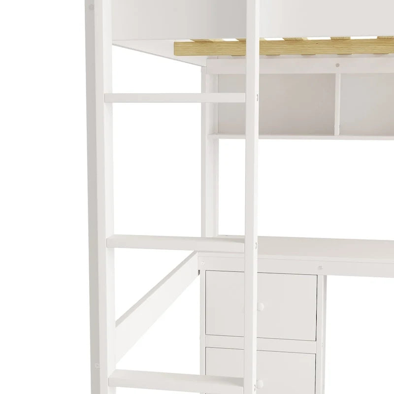 Lit mezzanine avec bureau, armoires