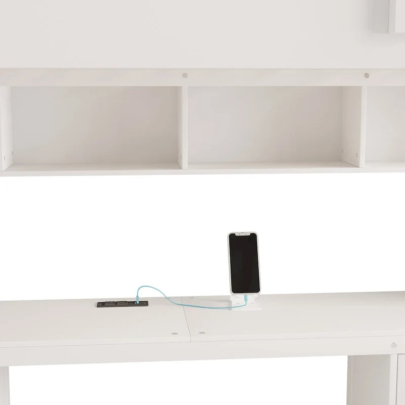 Lit mezzanine avec bureau, armoires
