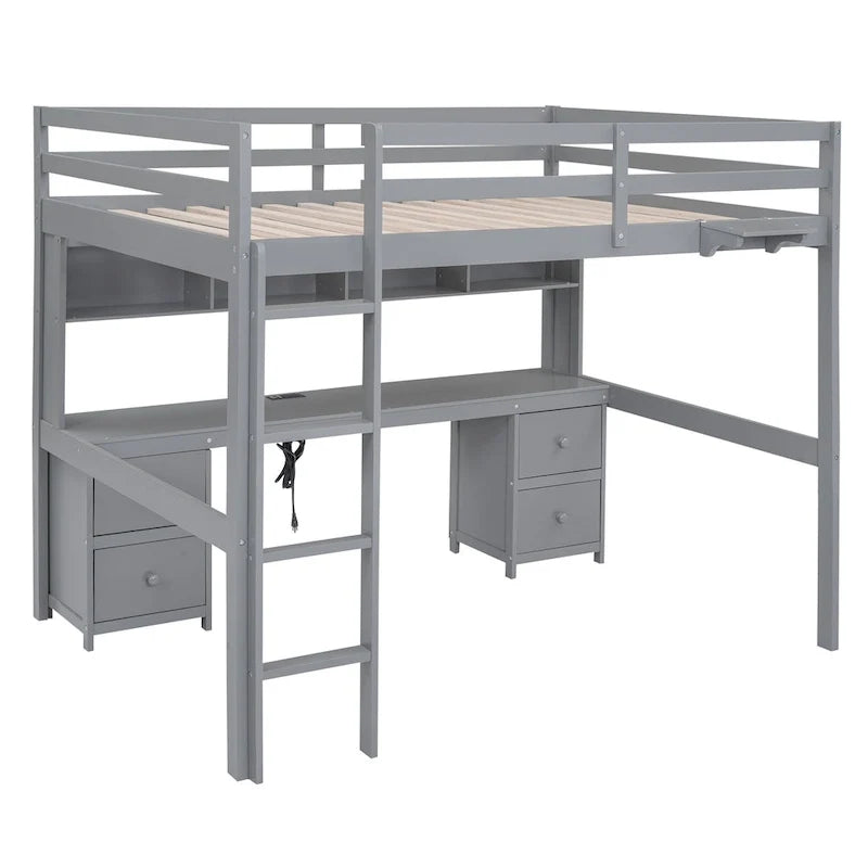 Lit mezzanine avec bureau, armoires