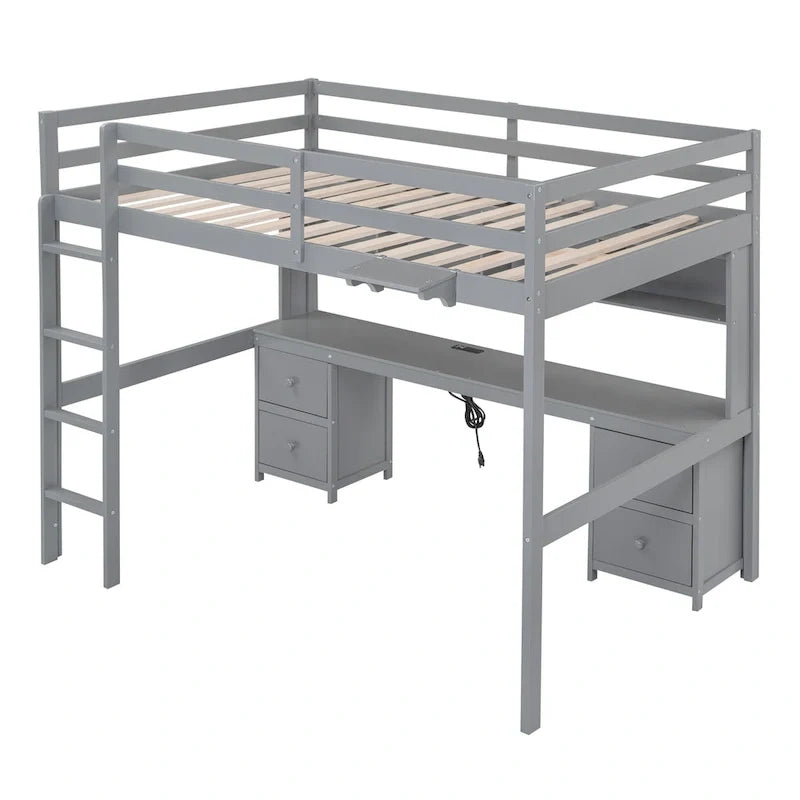 Lit mezzanine avec bureau, armoires