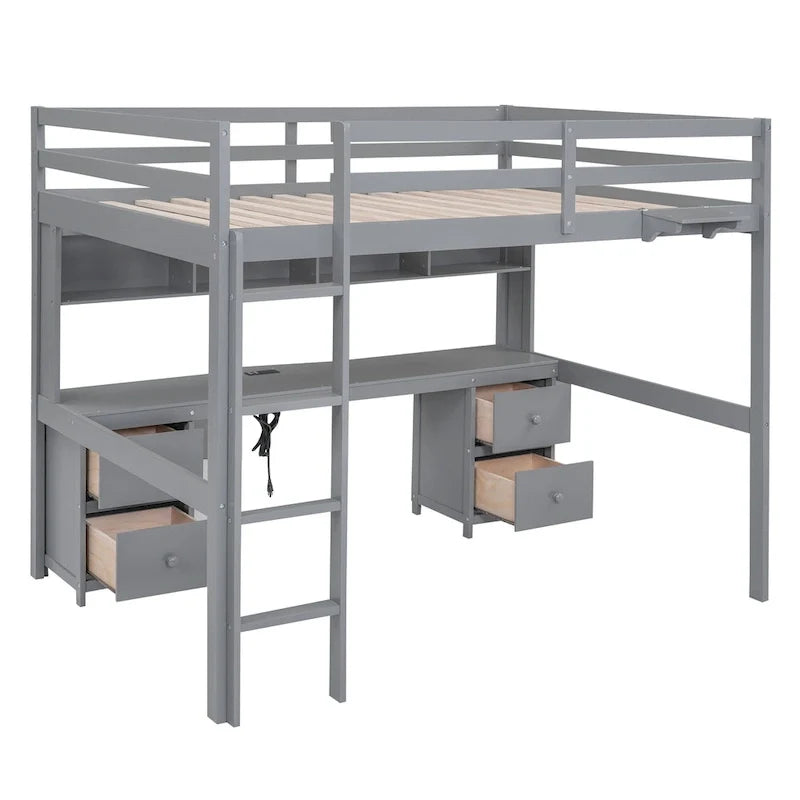 Lit mezzanine avec bureau, armoires