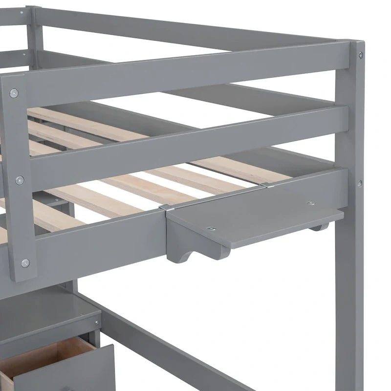 Lit mezzanine avec bureau, armoires