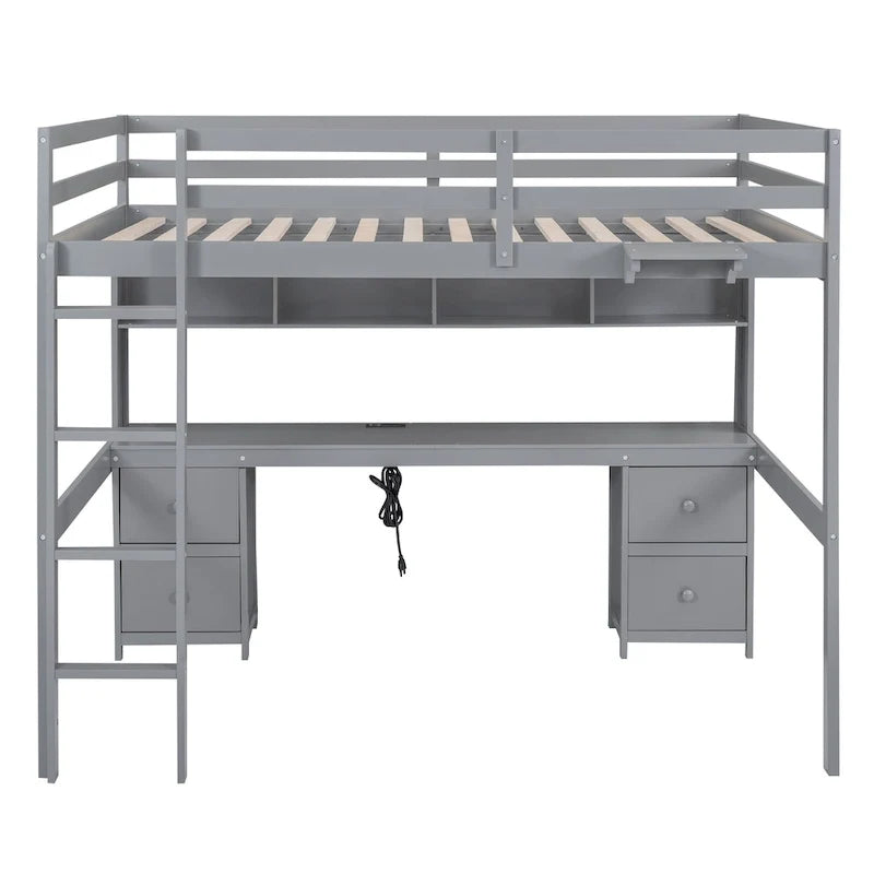 Lit mezzanine avec bureau, armoires