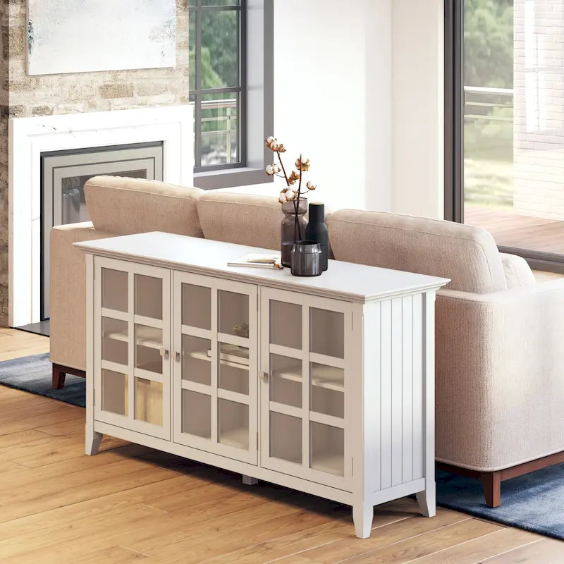 Bahut de rangement de style transitionnel en bois massif, 157,5 cm de large - 157,5 x 45,7 x 86,4 cm