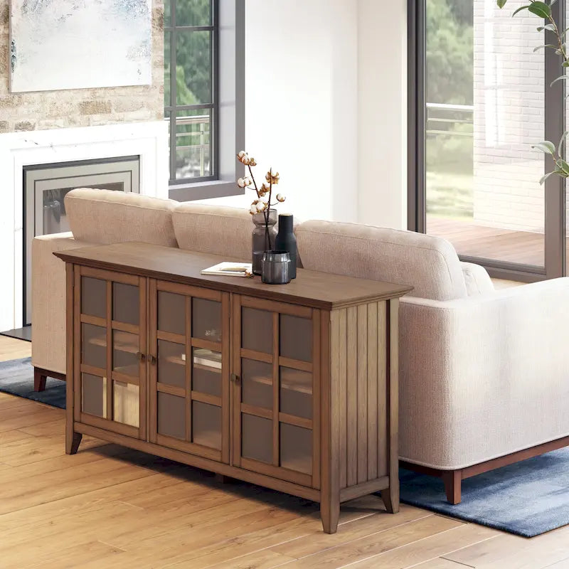 Bahut de rangement de style transitionnel en bois massif, 157,5 cm de large - 157,5 x 45,7 x 86,4 cm