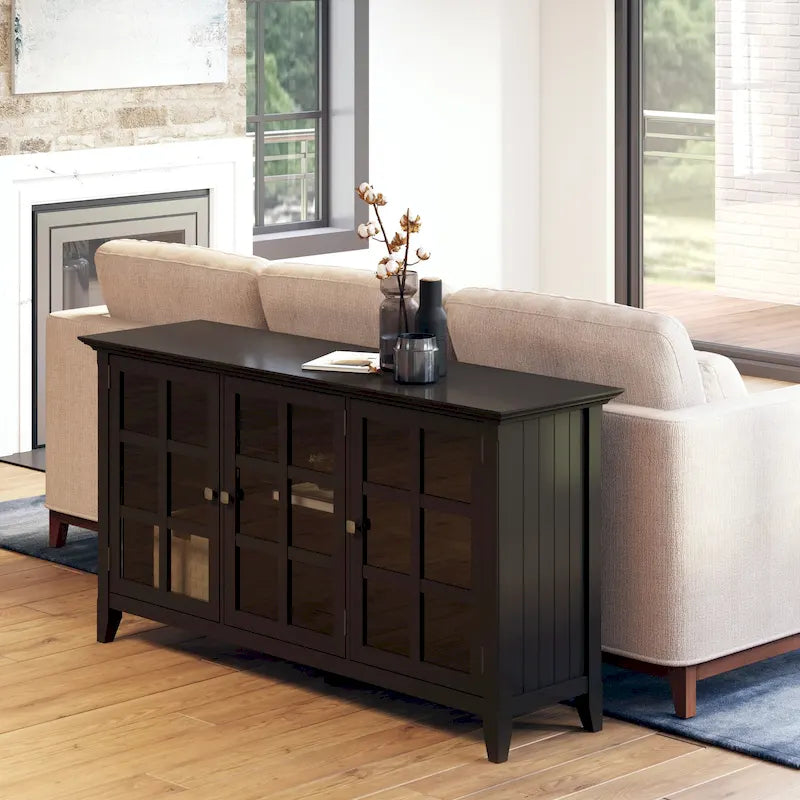 Bahut de rangement de style transitionnel en bois massif, 157,5 cm de large - 157,5 x 45,7 x 86,4 cm
