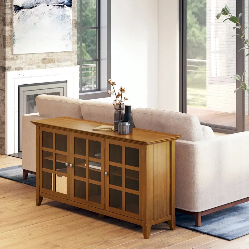 Bahut de rangement de style transitionnel en bois massif, 157,5 cm de large - 157,5 x 45,7 x 86,4 cm