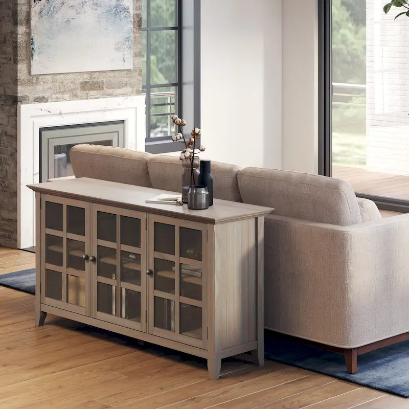 Bahut de rangement de style transitionnel en bois massif, 157,5 cm de large - 157,5 x 45,7 x 86,4 cm