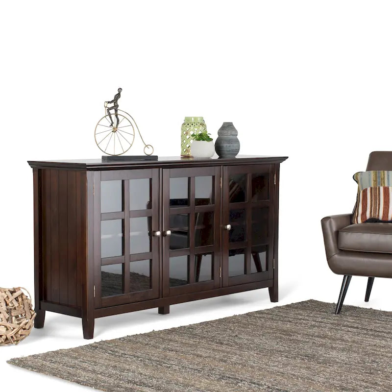 Bahut de rangement de style transitionnel en bois massif, 157,5 cm de large - 157,5 x 45,7 x 86,4 cm
