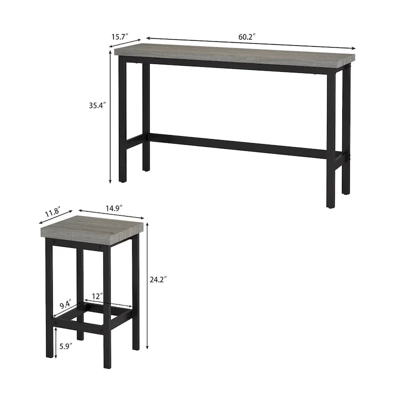 Ensemble de table à manger extra-longue hauteur comptoir