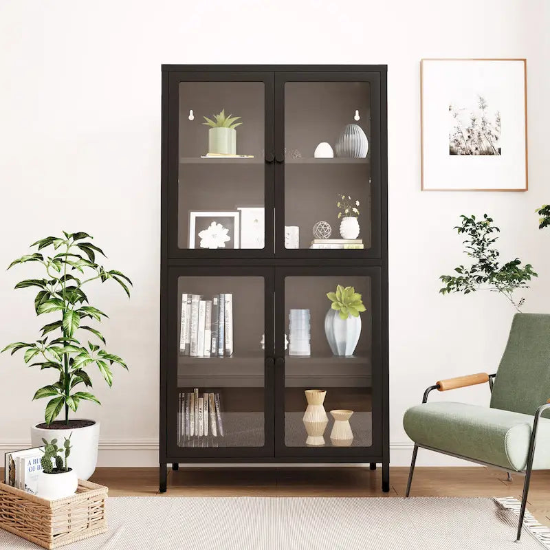 Four Glass Door Storage Cabinet