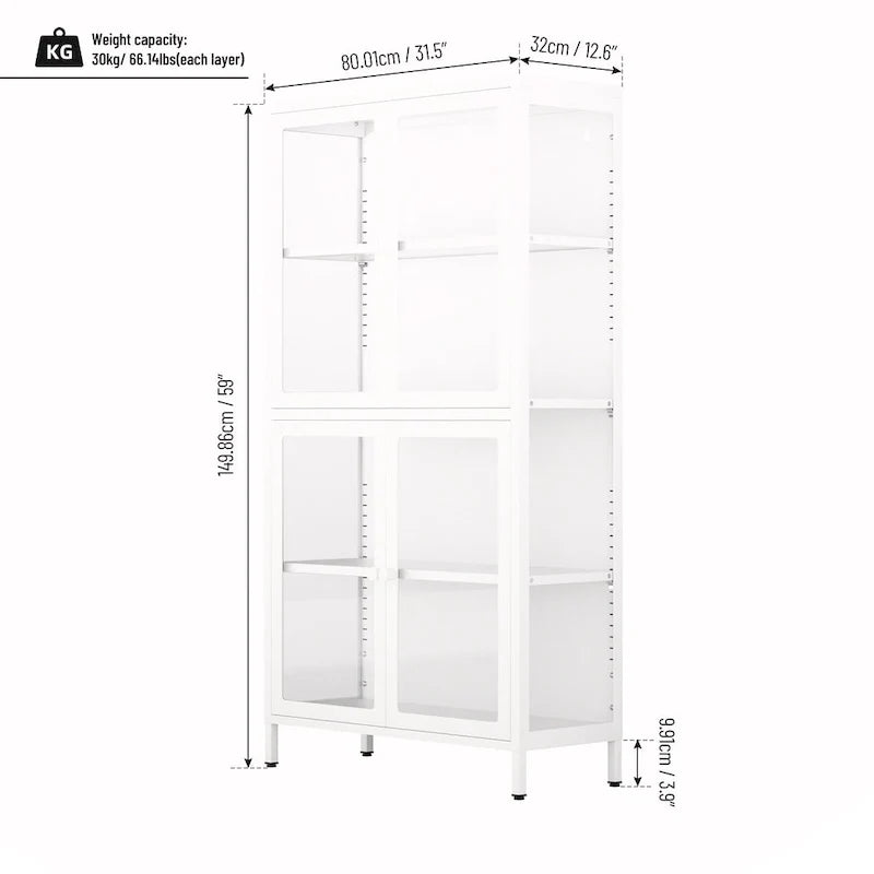 Meuble de rangement à quatre portes vitrées