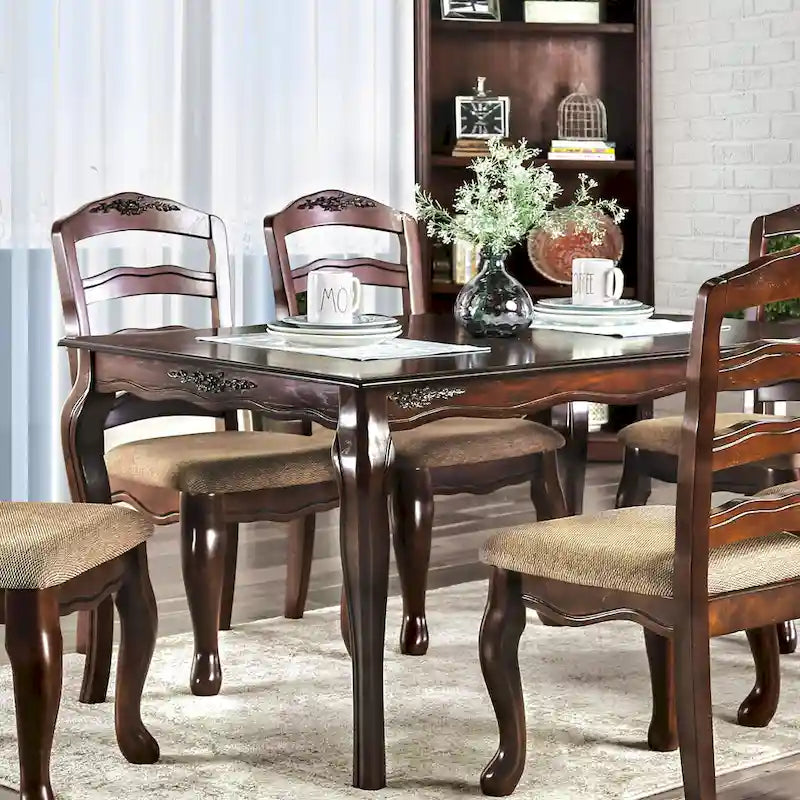 Table de salle à manger Furniture of America Shak traditionnelle en noyer foncé de 78 pouces