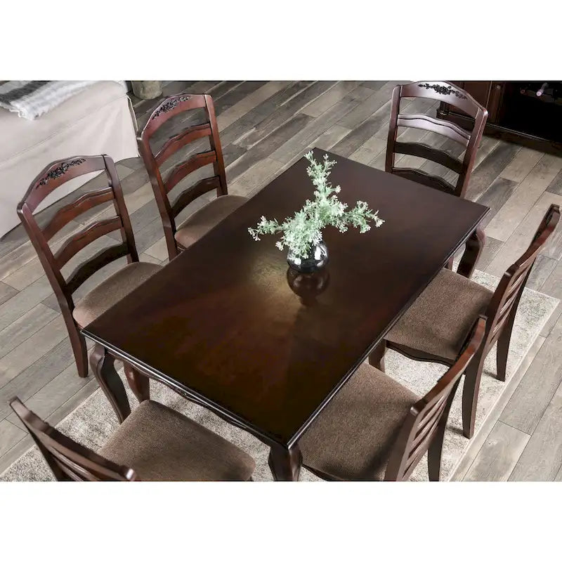 Table de salle à manger Furniture of America Shak traditionnelle en noyer foncé de 78 pouces