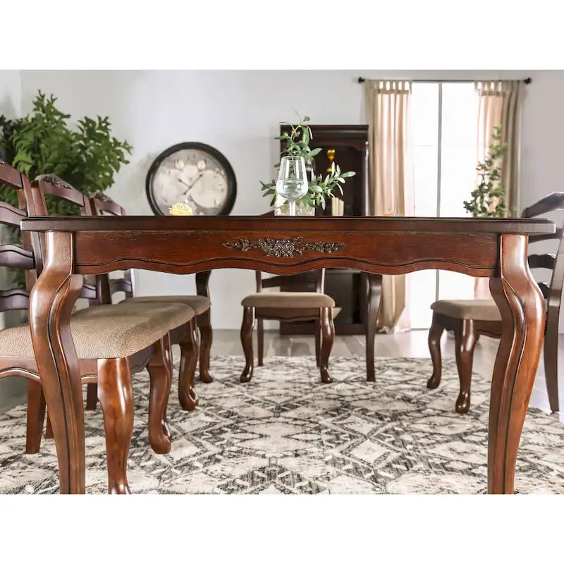 Table de salle à manger Furniture of America Shak traditionnelle en noyer foncé de 78 pouces