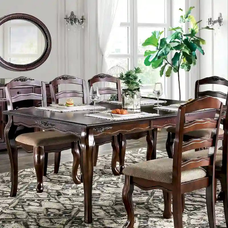 Table de salle à manger Furniture of America Shak traditionnelle en noyer foncé de 78 pouces