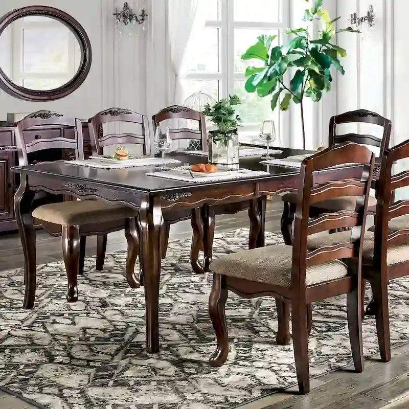 Table de salle à manger Furniture of America Shak traditionnelle en noyer foncé de 78 pouces