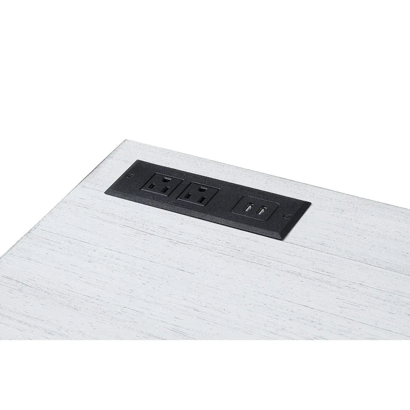 Bureau d'ordinateur d'angle à plateau relevable en métal Glam avec ports USB