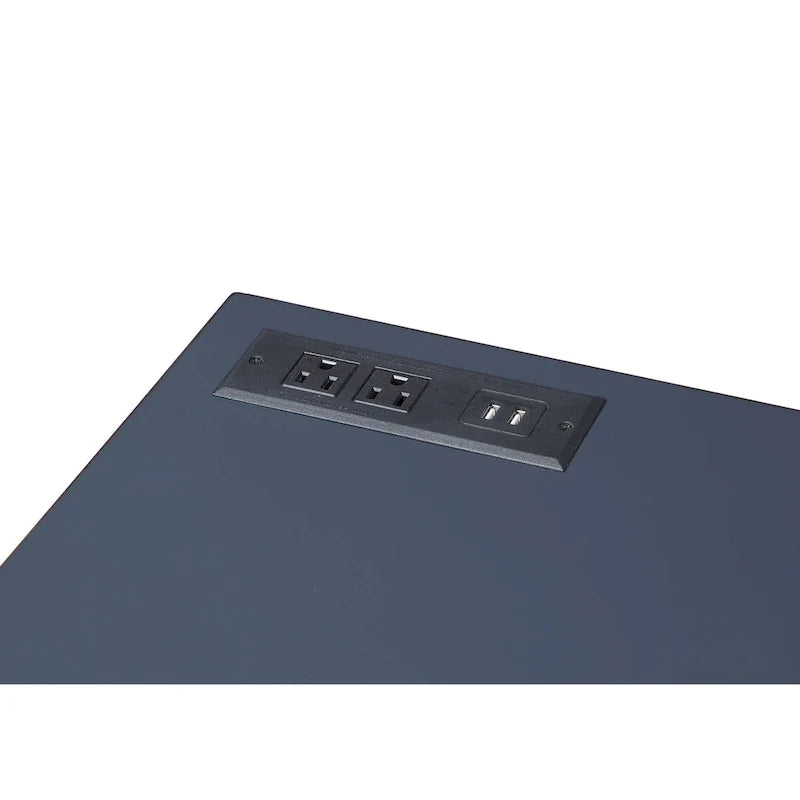 Bureau d'ordinateur d'angle à plateau relevable en métal Glam avec ports USB