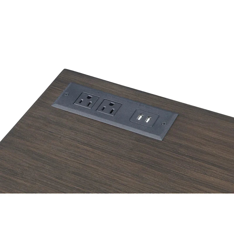 Bureau d'ordinateur d'angle à plateau relevable en métal Glam avec ports USB
