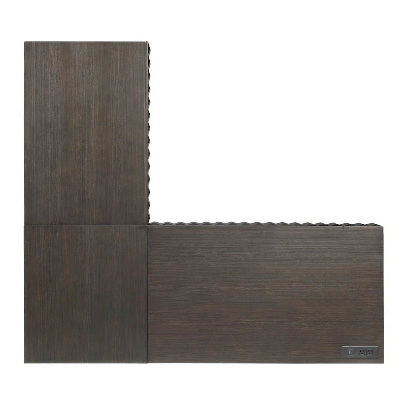 Bureau d'ordinateur d'angle à plateau relevable en métal Glam avec ports USB