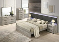 Roundhill Furniture Lenca LED Wallbed with Nightstands, Dresser, Mirror, and Chest - Weathered Gray