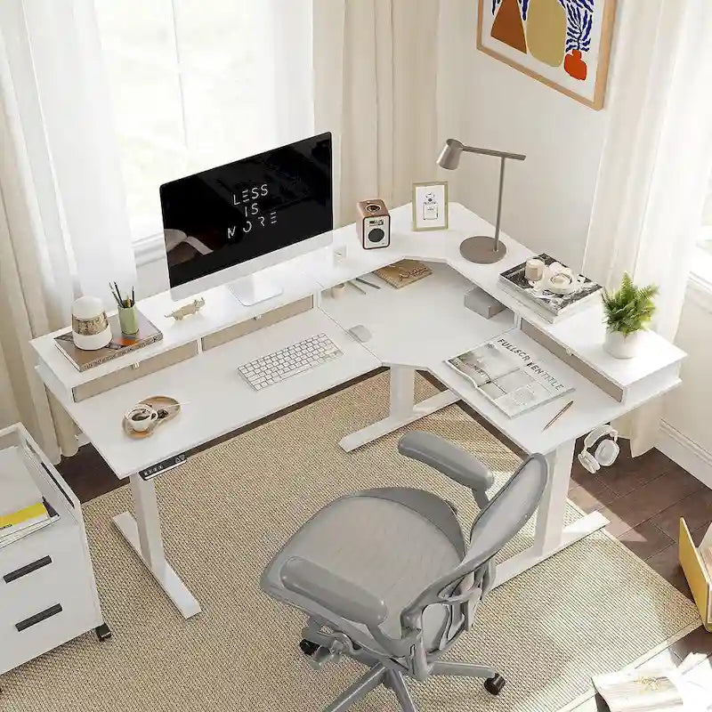 FEZIBO/Home Office Furniture/Brown&Black/Wood/Standing Desk/Desks