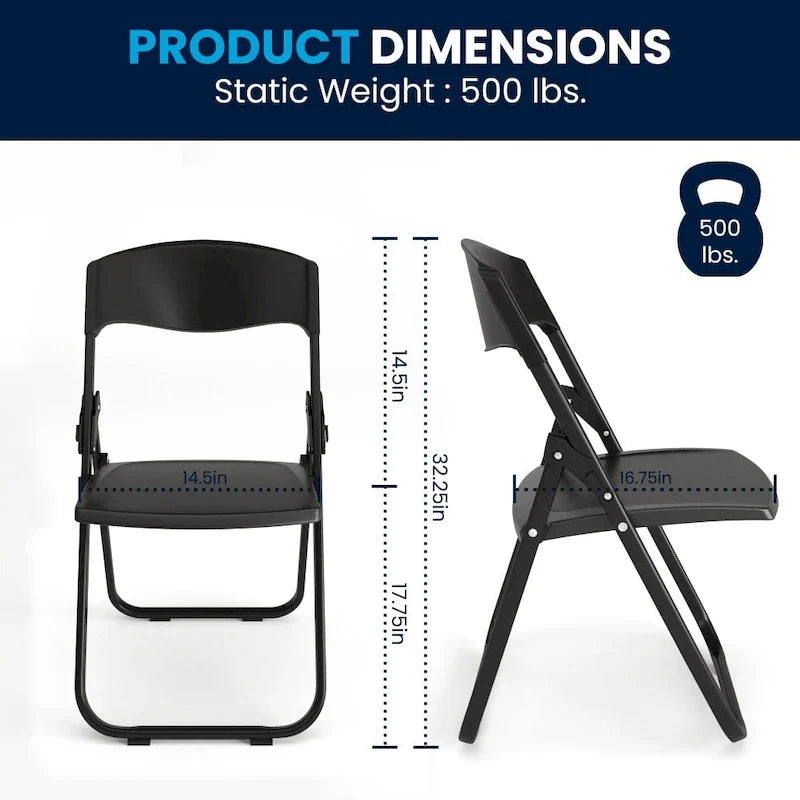 Lot de 2 chaises pliantes en plastique ultra-résistant de 227 kg