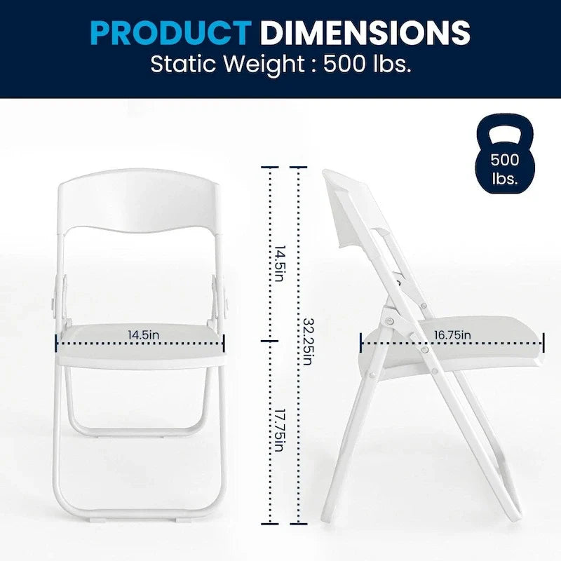 Lot de 2 chaises pliantes en plastique ultra-résistant de 227 kg