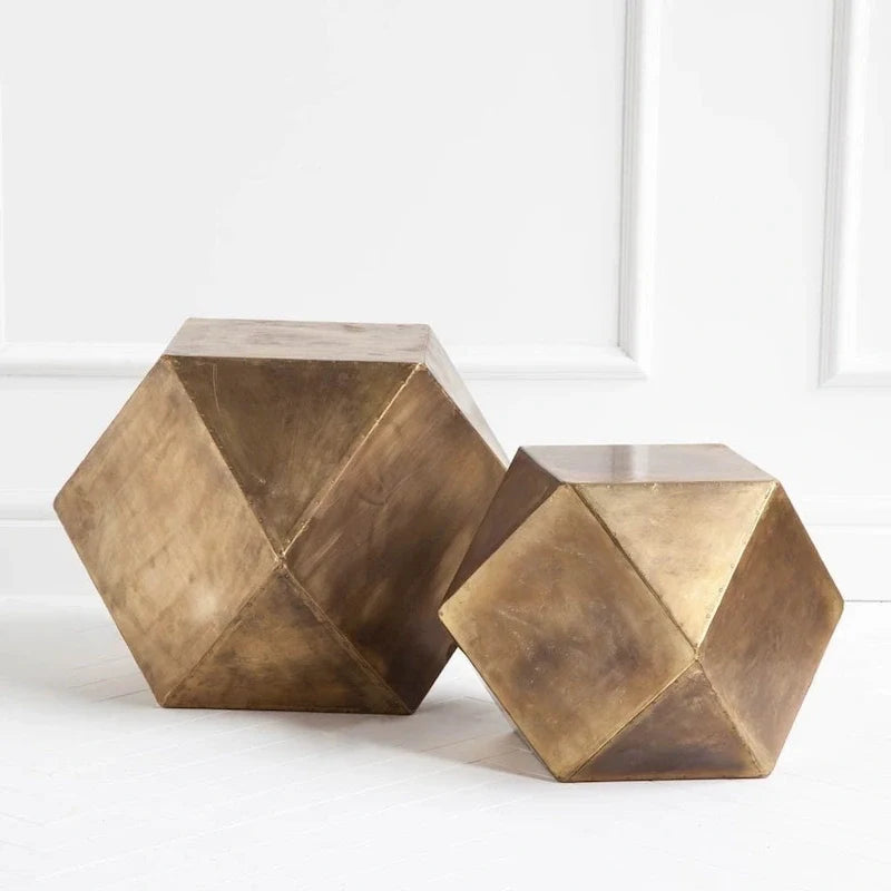 Table d'appoint/de bout hexagonale en laiton plaqué