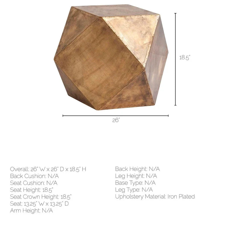 Table d'appoint/de bout hexagonale en laiton plaqué