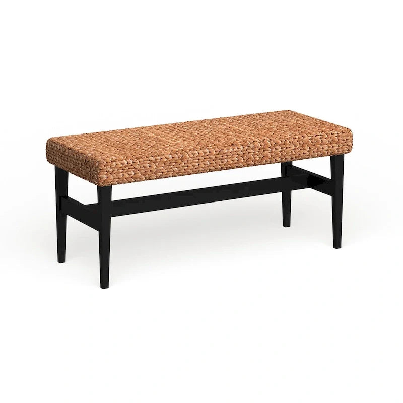 SEI Furniture Terraza Black Natural Woven Bench
