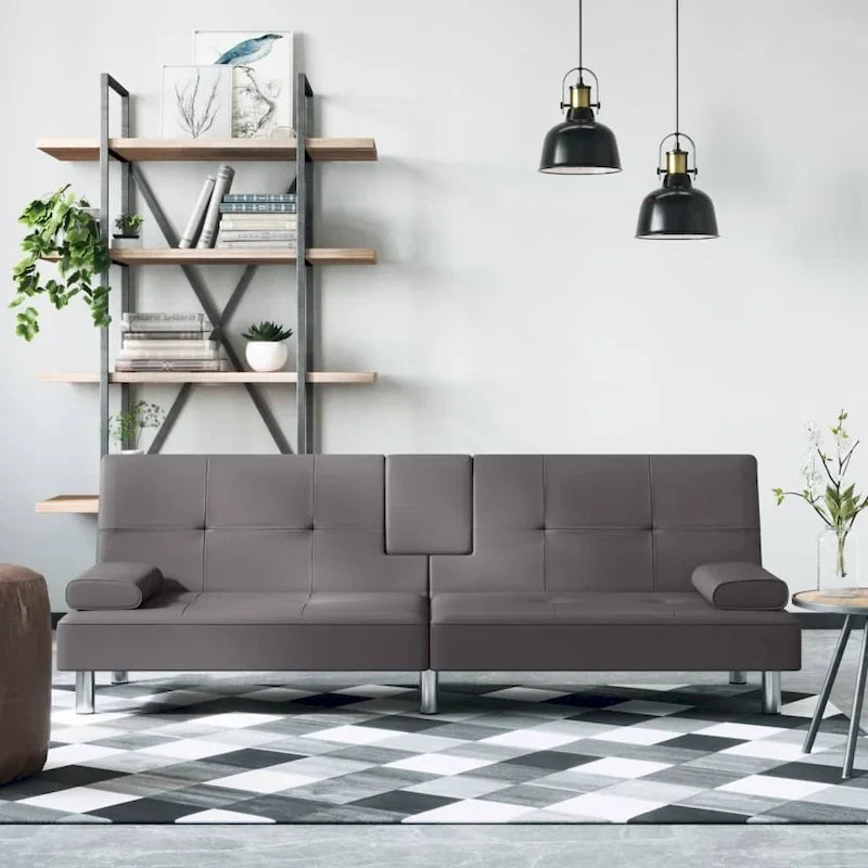 Canapé-lit convertible pliable avec porte-gobelets en similicuir - 78,7 x 35 x 27,6