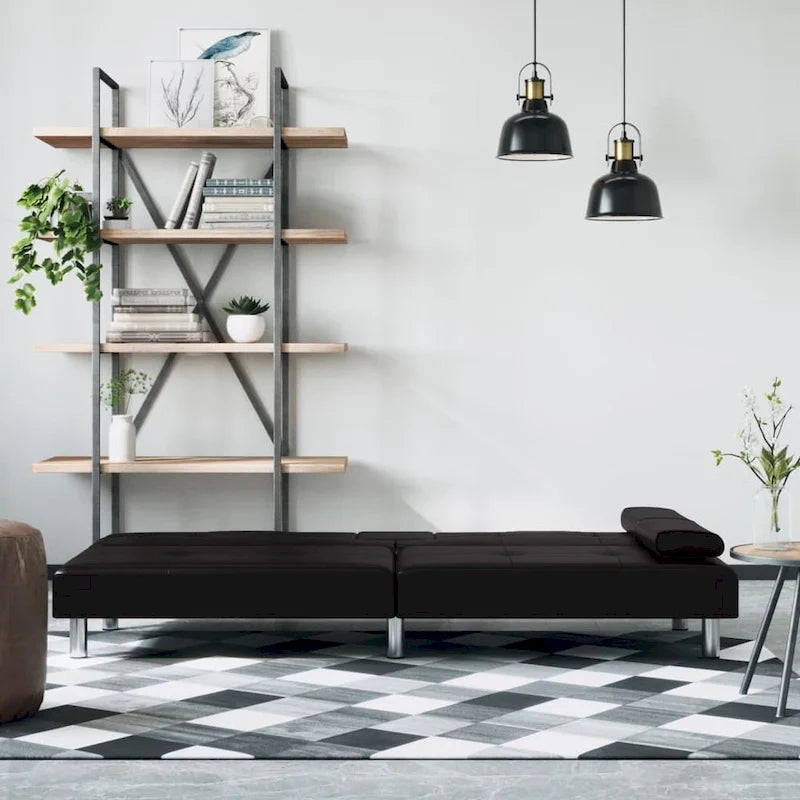 Canapé-lit convertible pliable avec porte-gobelets en similicuir - 78,7 x 35 x 27,6
