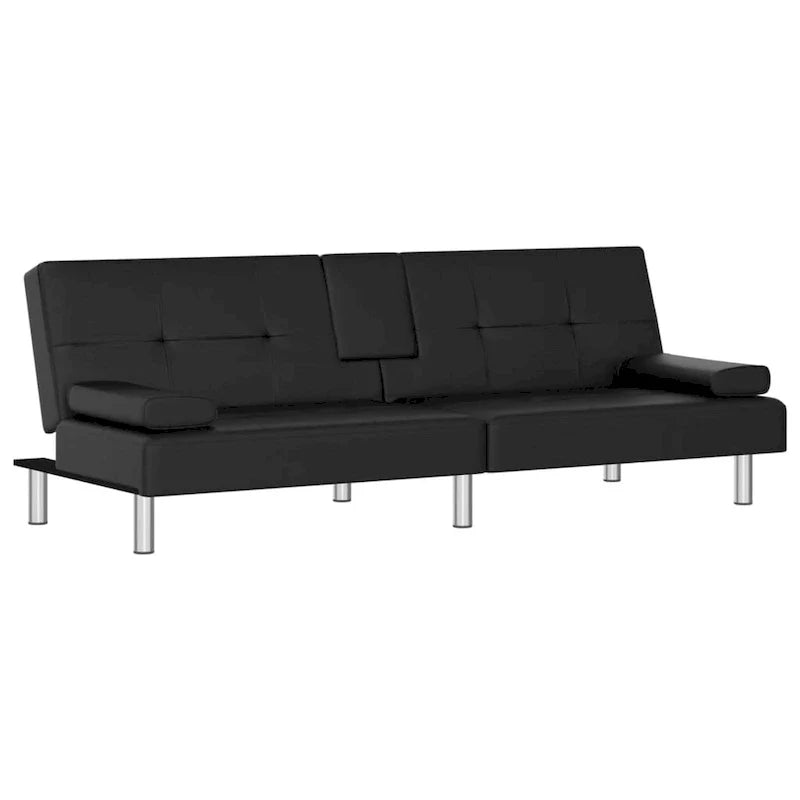 Canapé-lit convertible pliable avec porte-gobelets en similicuir - 78,7 x 35 x 27,6