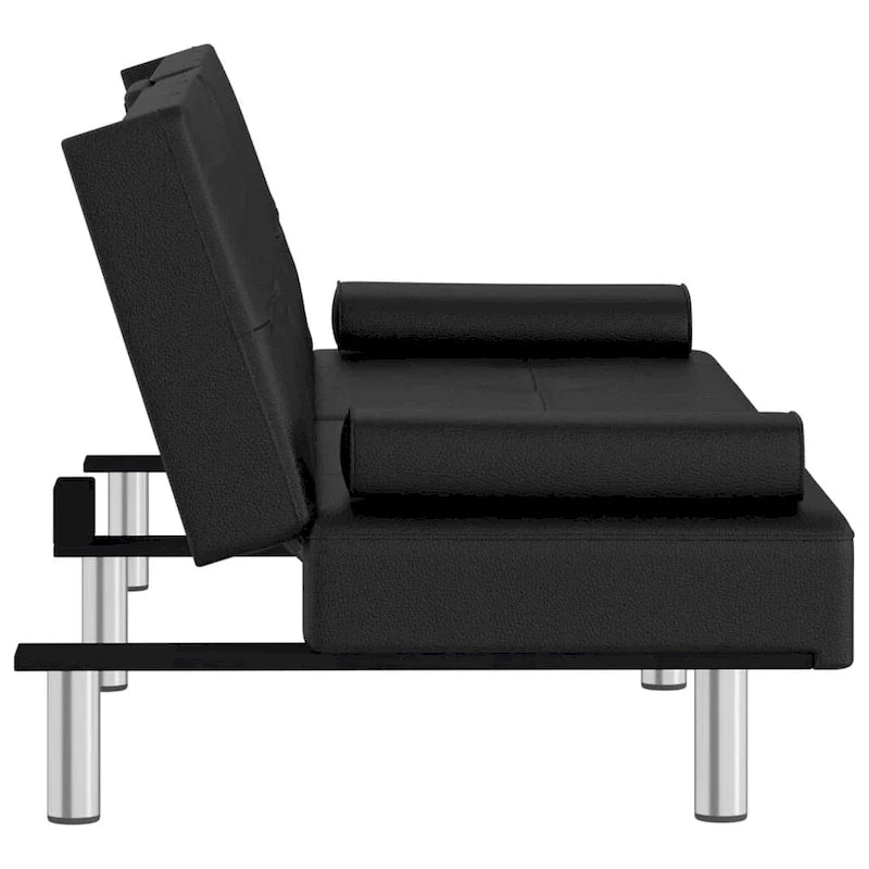 Canapé-lit convertible pliable avec porte-gobelets en similicuir - 78,7 x 35 x 27,6