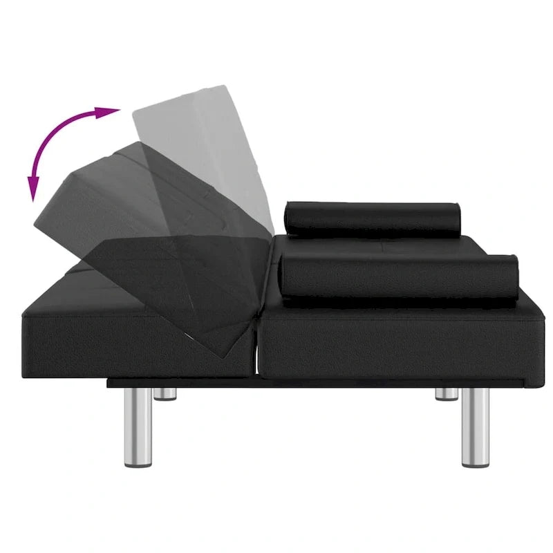Canapé-lit convertible pliable avec porte-gobelets en similicuir - 78,7 x 35 x 27,6