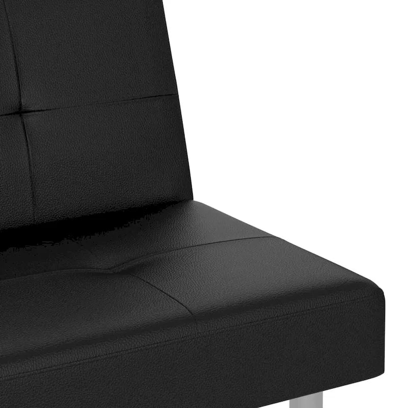 Canapé-lit convertible pliable avec porte-gobelets en similicuir - 78,7 x 35 x 27,6