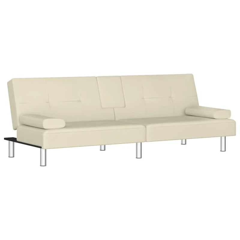 Canapé-lit convertible pliable avec porte-gobelets en similicuir - 78,7 x 35 x 27,6
