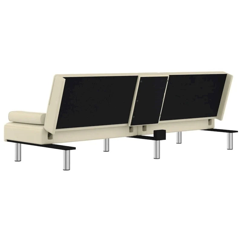 Canapé-lit convertible pliable avec porte-gobelets en similicuir - 78,7 x 35 x 27,6