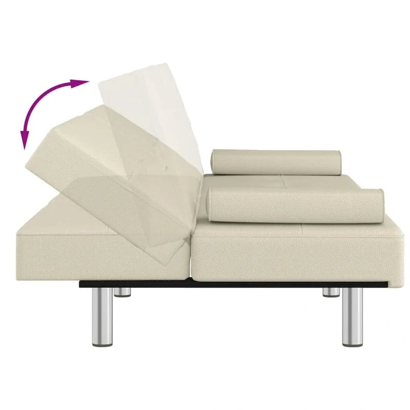 Canapé-lit convertible pliable avec porte-gobelets en similicuir - 78,7 x 35 x 27,6