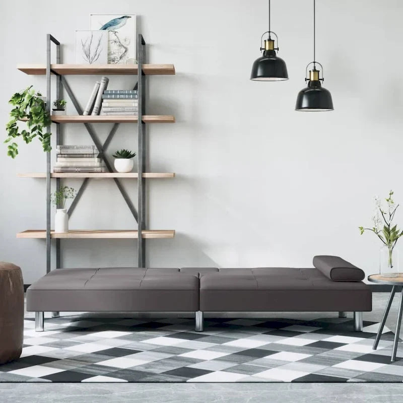 Canapé-lit convertible pliable avec porte-gobelets en similicuir - 78,7 x 35 x 27,6