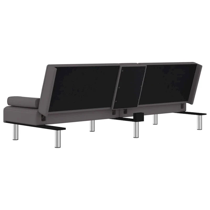 Canapé-lit convertible pliable avec porte-gobelets en similicuir - 78,7 x 35 x 27,6